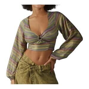 Urban Outfitters Kary Keyhole Tie Back Crop Top